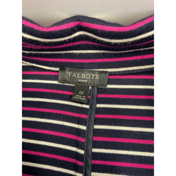 Talbots Soft Knit Navy, Pink, Striped Blazer Lightweight Size 1X - Picture 4 of 6